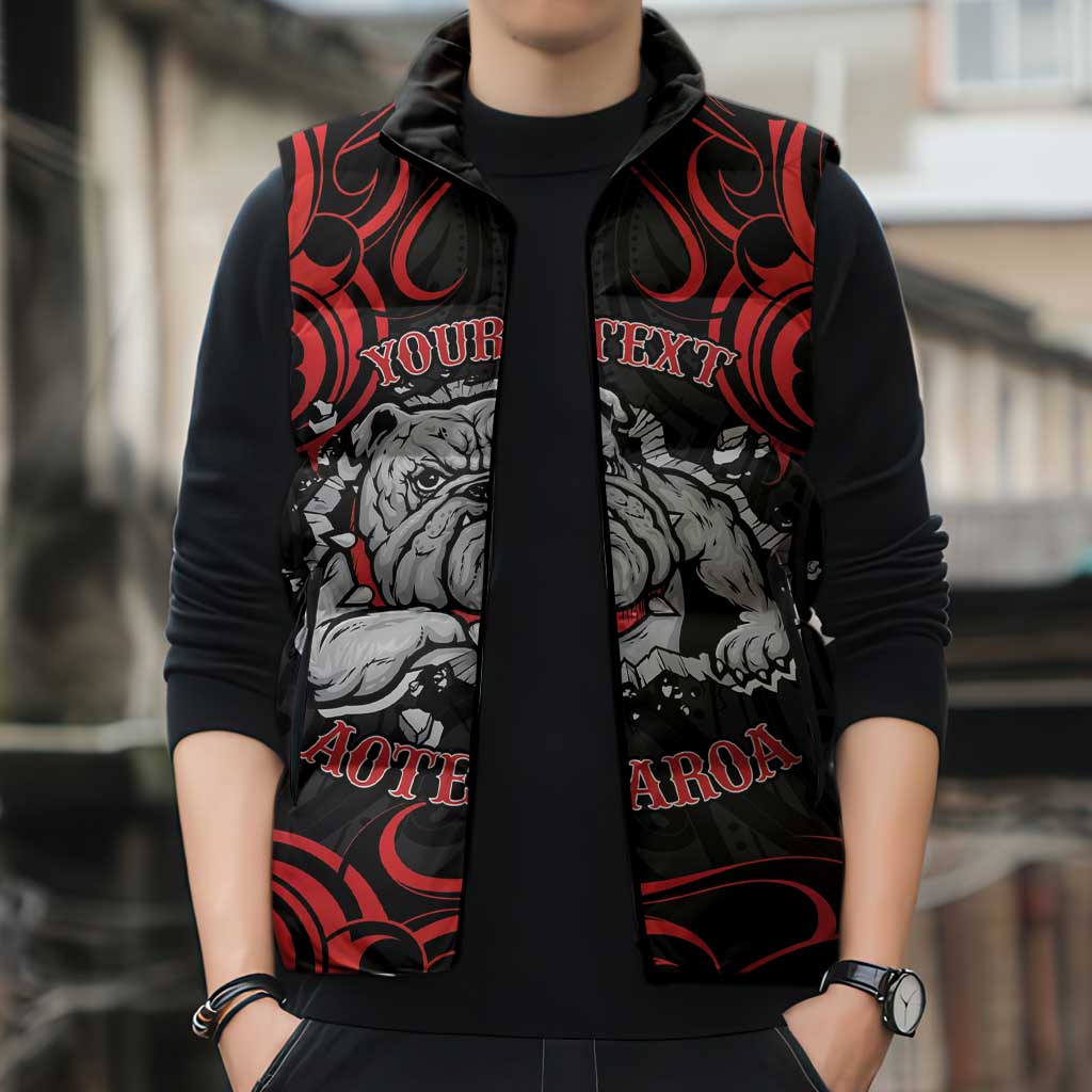 Aotearoa Bulldog Sleeveless Puffer Jacket NZ Maori Tattoo - Aussie Hoodie