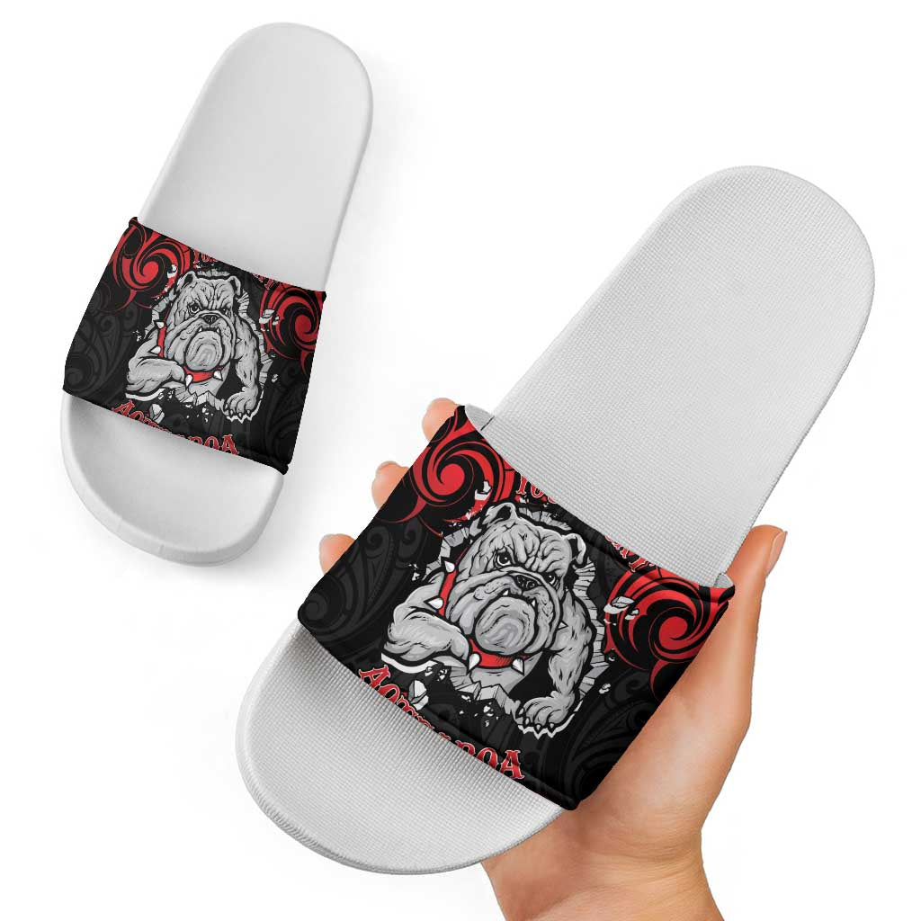 Personalised Aotearoa Bulldog Slide Sandals NZ Maori Tattoo - Aussie Hoodie