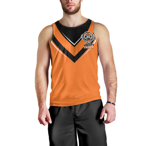 personalised-wests-tigers-rugby-men-tank-top-orange-simple-style