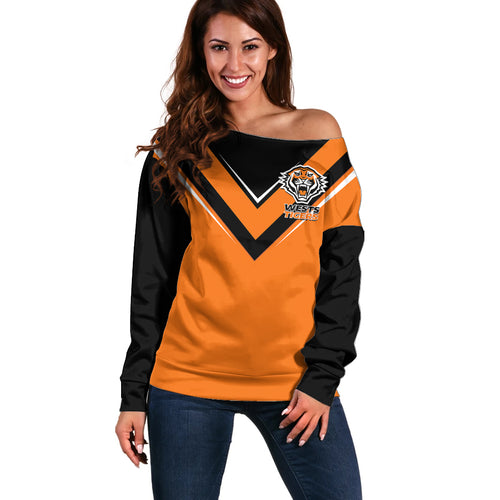 personalised-wests-tigers-rugby-off-shoulder-sweater-orange-simple-style