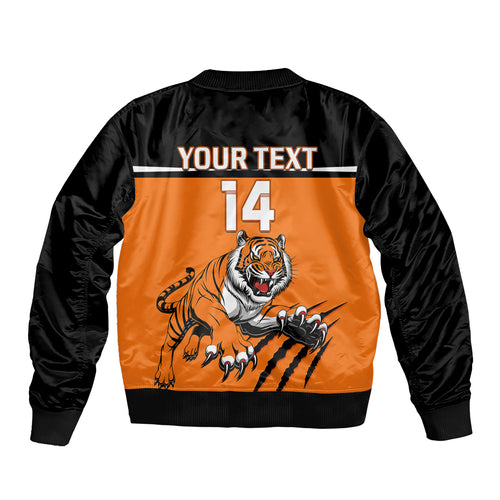 personalised-wests-tigers-rugby-sleeve-zip-bomber-jacket-orange-simple-style