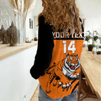 Personalised Wests Tigers Rugby Women Casual Shirt Orange Simple Style LT14