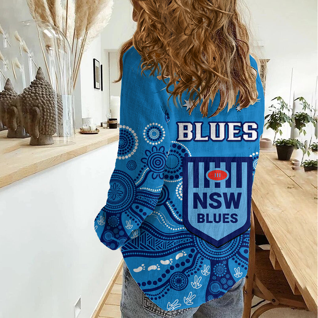 NSW Rugby Women Casual Shirt Blues Aboriginal Art LT14