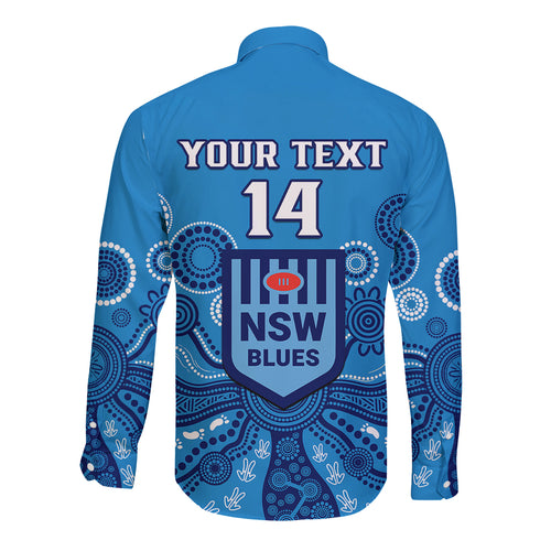 personalised-nsw-rugby-long-sleeve-button-shirt-blues-aboriginal-art