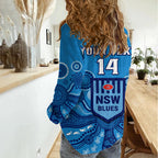 Personalised NSW Rugby Women Casual Shirt Blues Aboriginal Art LT14