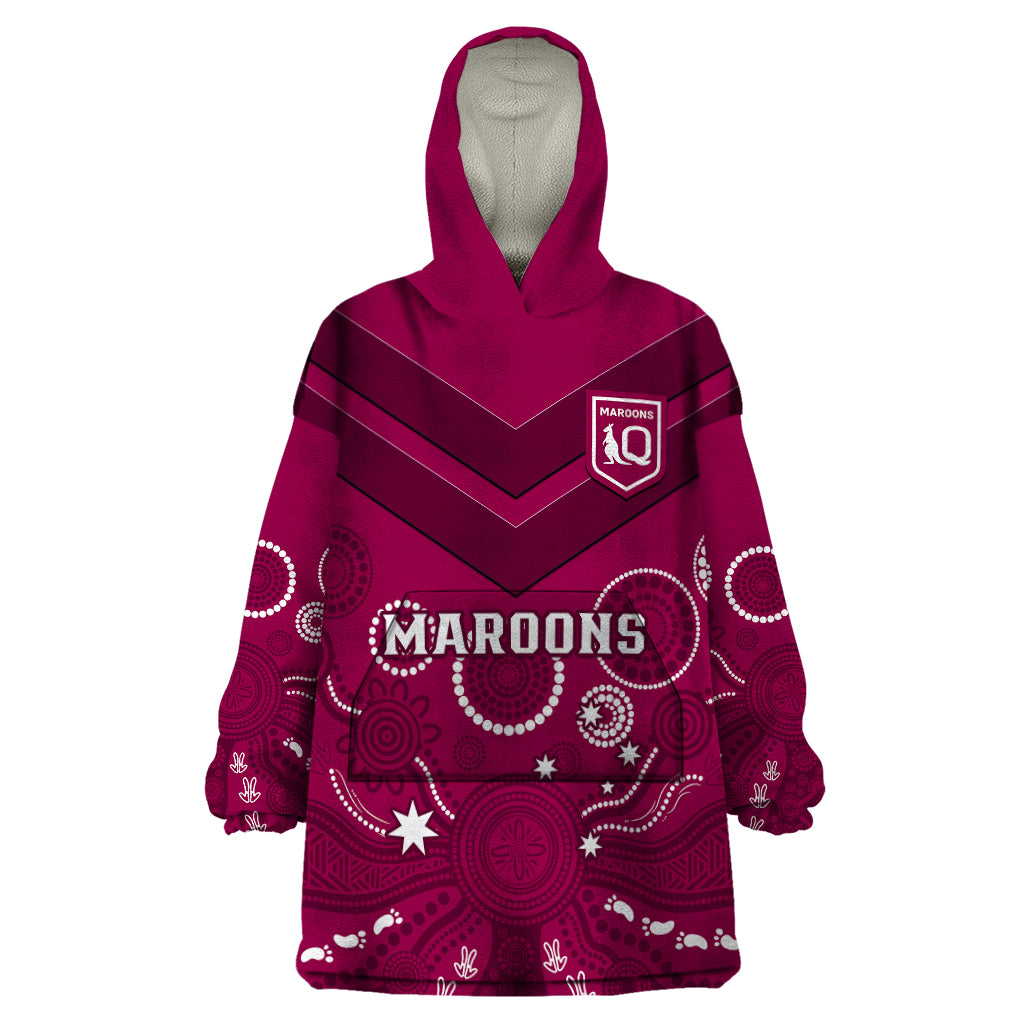 maroons-rugby-wearable-blanket-hoodie-qld-aboriginal-art