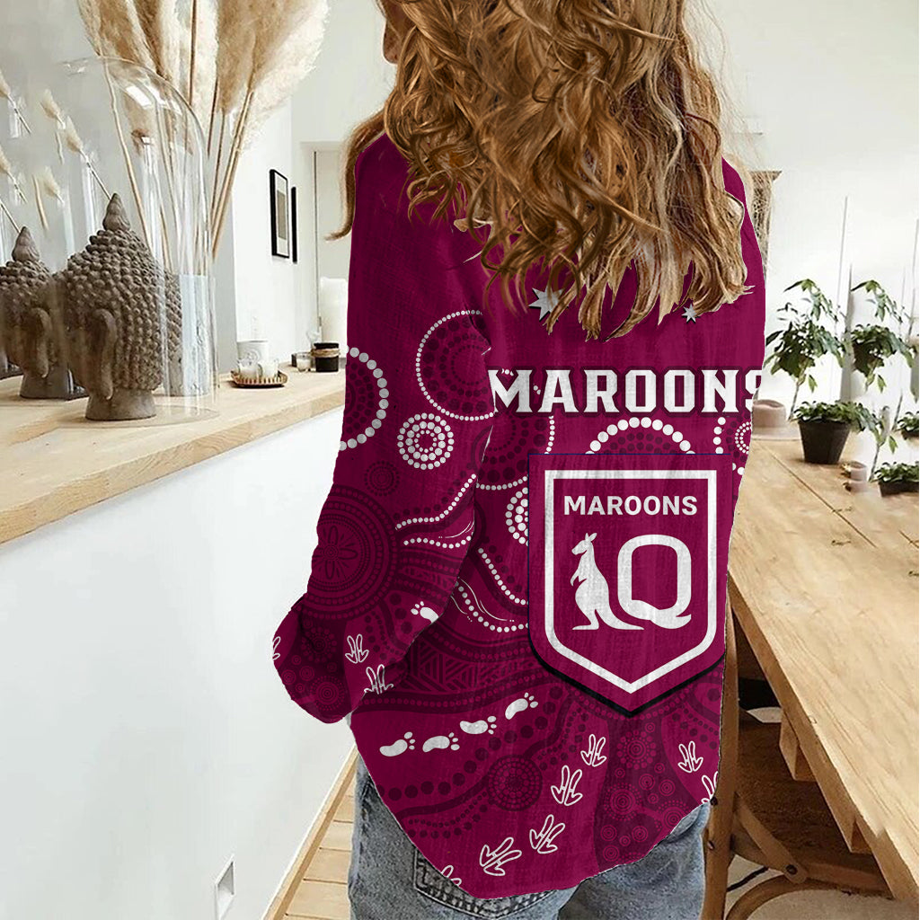 Maroons Rugby Women Casual Shirt QLD Aboriginal Art LT14
