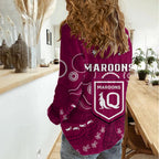 Maroons Rugby Women Casual Shirt QLD Aboriginal Art LT14
