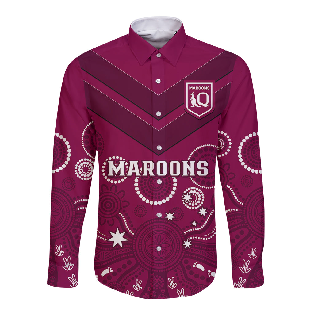 personalised-maroons-rugby-long-sleeve-button-shirt-qld-aboriginal-art