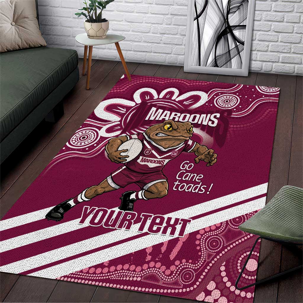 QLD Maroons Rugby Custom Area Rug Go Cane toads Aboriginal Art