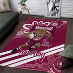 QLD Maroons Rugby Custom Area Rug Go Cane toads Aboriginal Art