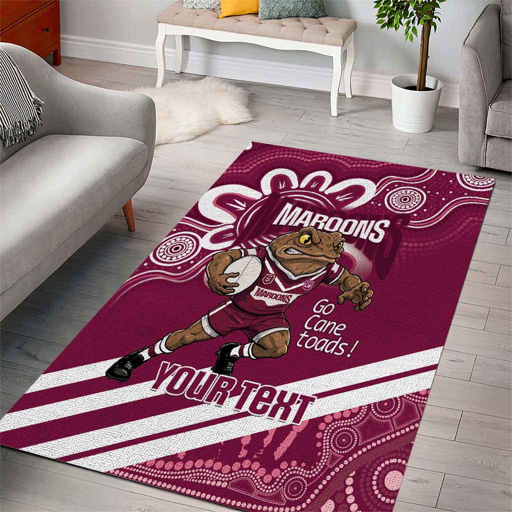 QLD Maroons Rugby Custom Area Rug Go Cane toads Aboriginal Art