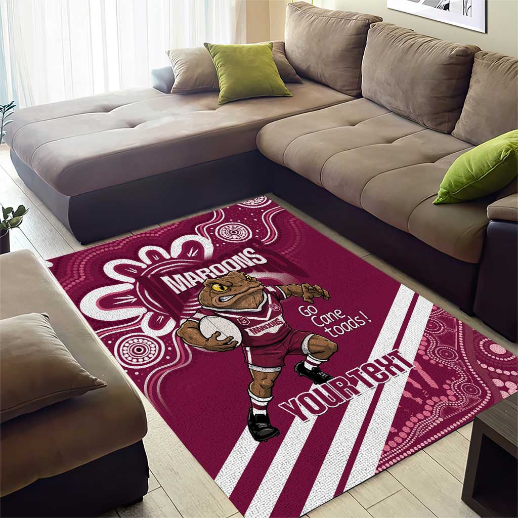QLD Maroons Rugby Custom Area Rug Go Cane toads Aboriginal Art