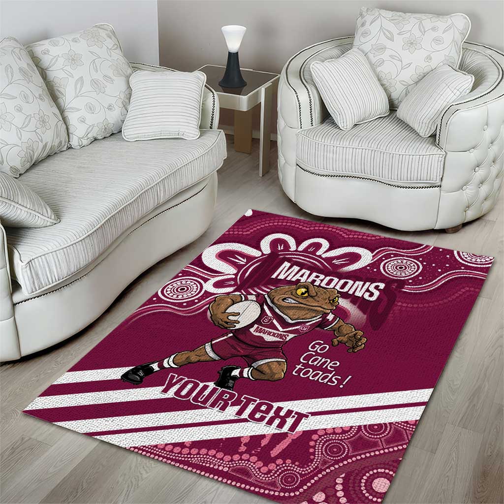QLD Maroons Rugby Custom Area Rug Go Cane toads Aboriginal Art