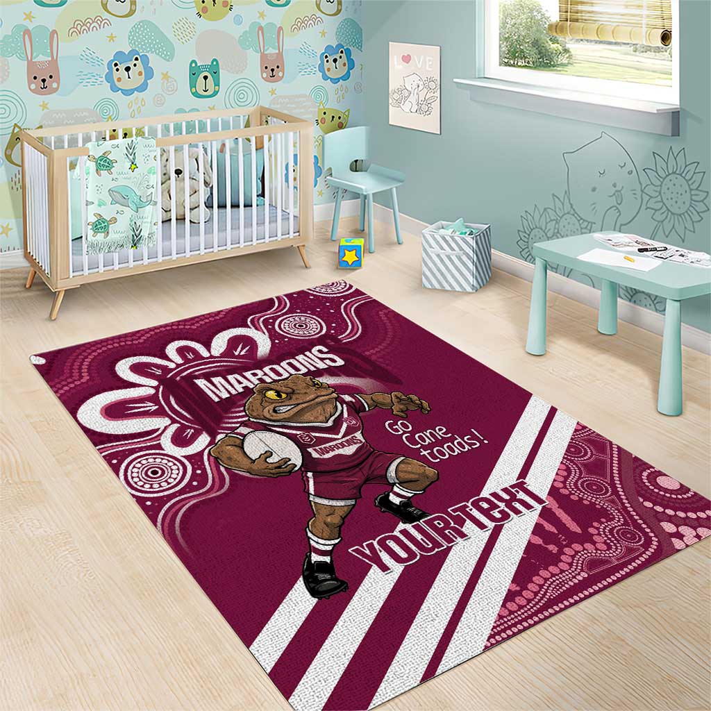QLD Maroons Rugby Custom Area Rug Go Cane toads Aboriginal Art