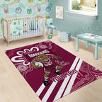 QLD Maroons Rugby Custom Area Rug Go Cane toads Aboriginal Art