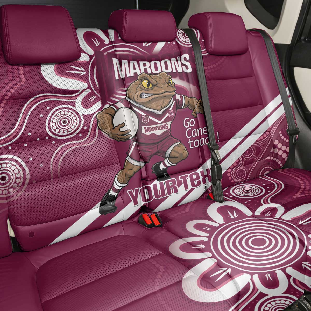 QLD Maroons Rugby Custom Back Car Seat Cover Go Cane toads Aboriginal Art