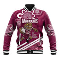 QLD Maroons Rugby Custom Baseball Jacket Go Cane toads Aboriginal Art