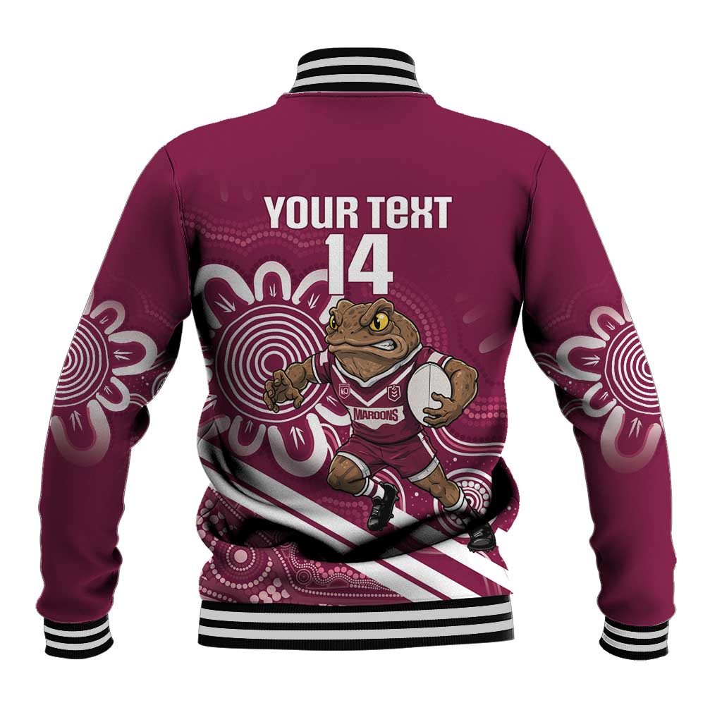 QLD Maroons Rugby Custom Baseball Jacket Go Cane toads Aboriginal Art