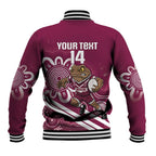 QLD Maroons Rugby Custom Baseball Jacket Go Cane toads Aboriginal Art