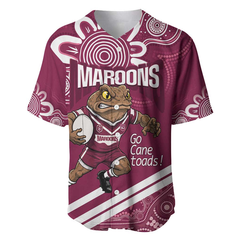 QLD Maroons Rugby Custom Baseball Jersey Go Cane toads Aboriginal Art