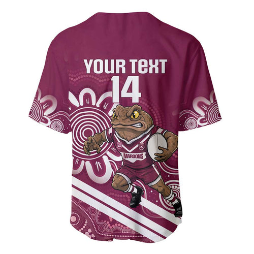 QLD Maroons Rugby Custom Baseball Jersey Go Cane toads Aboriginal Art