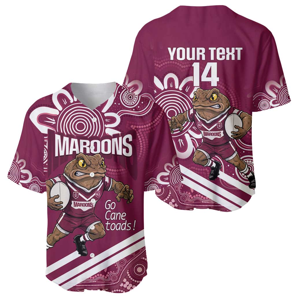 QLD Maroons Rugby Custom Baseball Jersey Go Cane toads Aboriginal Art