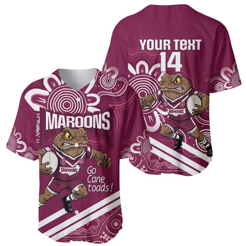QLD Maroons Rugby Custom Baseball Jersey Go Cane toads Aboriginal Art