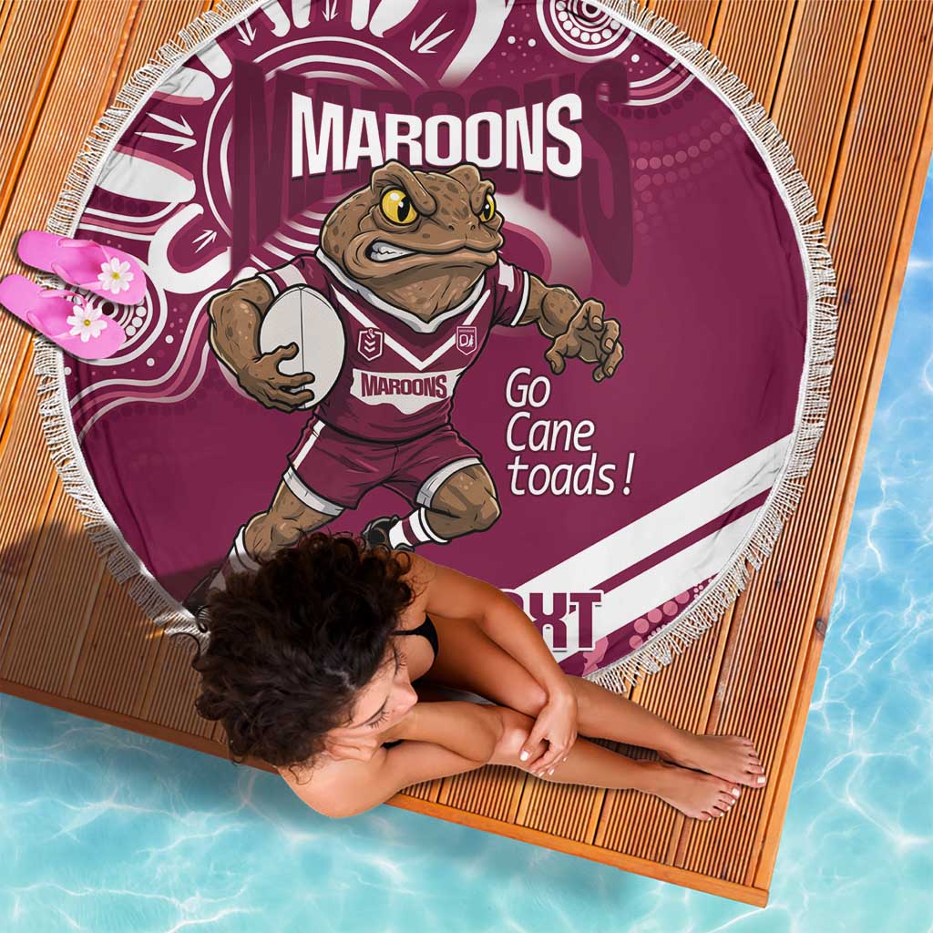 QLD Maroons Rugby Custom Beach Blanket Go Cane toads Aboriginal Art