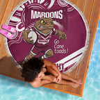 QLD Maroons Rugby Custom Beach Blanket Go Cane toads Aboriginal Art