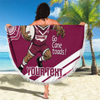 QLD Maroons Rugby Custom Beach Blanket Go Cane toads Aboriginal Art