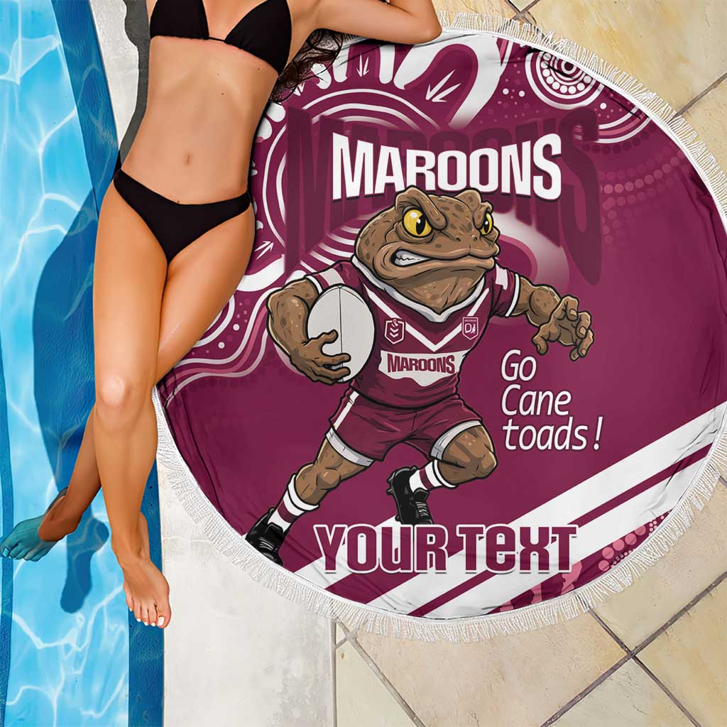QLD Maroons Rugby Custom Beach Blanket Go Cane toads Aboriginal Art