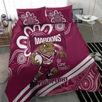QLD Maroons Rugby Custom Bedding Set Go Cane toads Aboriginal Art
