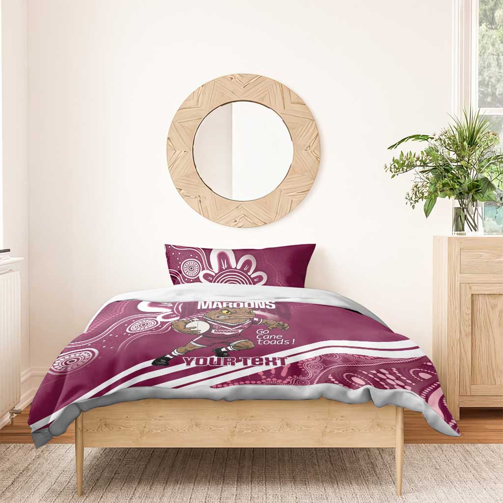 QLD Maroons Rugby Custom Bedding Set Go Cane toads Aboriginal Art