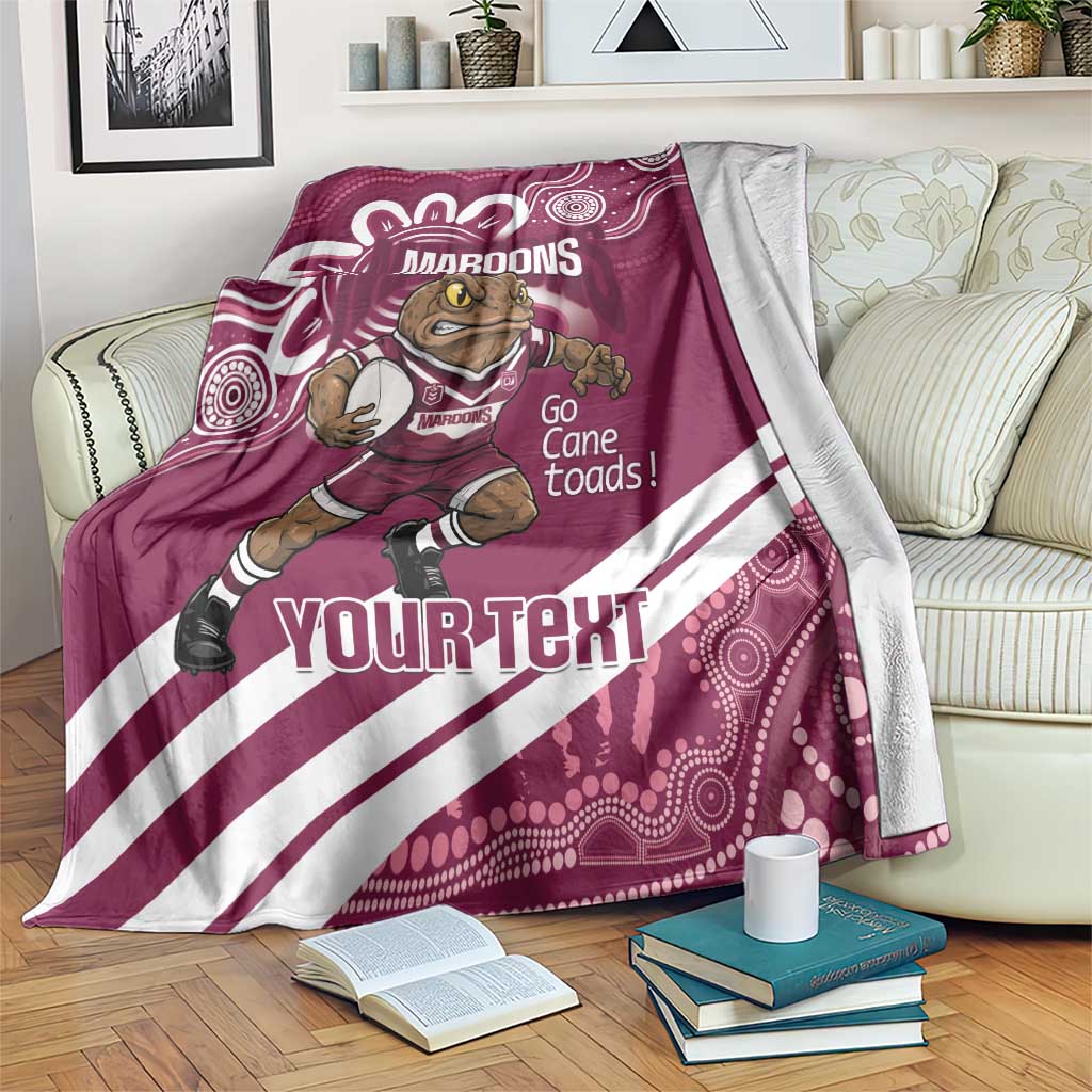 QLD Maroons Rugby Custom Blanket Go Cane toads Aboriginal Art