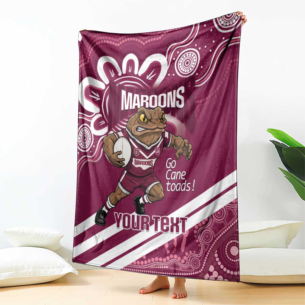 QLD Maroons Rugby Custom Blanket Go Cane toads Aboriginal Art