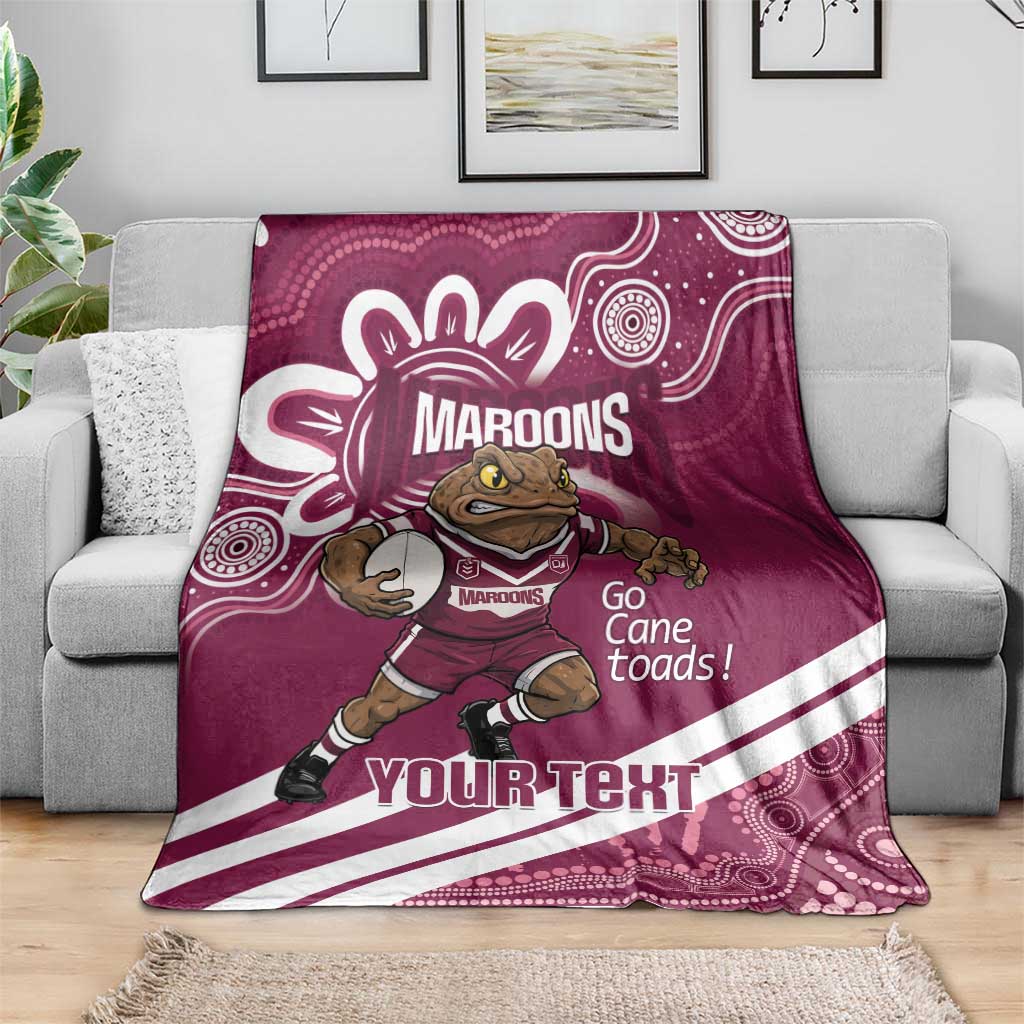 QLD Maroons Rugby Custom Blanket Go Cane toads Aboriginal Art