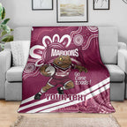 QLD Maroons Rugby Custom Blanket Go Cane toads Aboriginal Art