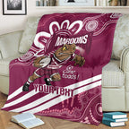 QLD Maroons Rugby Custom Blanket Go Cane toads Aboriginal Art