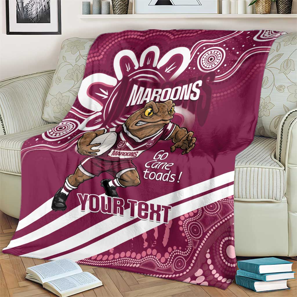 QLD Maroons Rugby Custom Blanket Go Cane toads Aboriginal Art