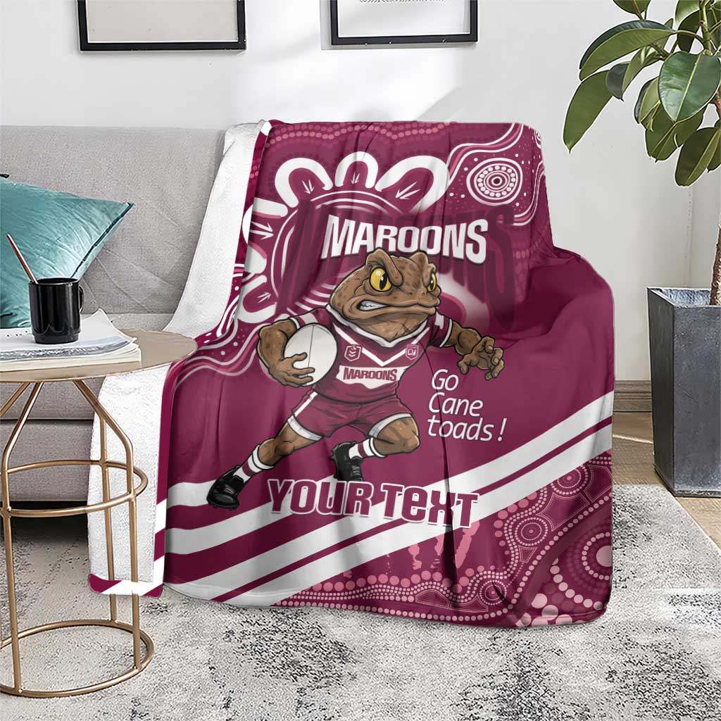QLD Maroons Rugby Custom Blanket Go Cane toads Aboriginal Art