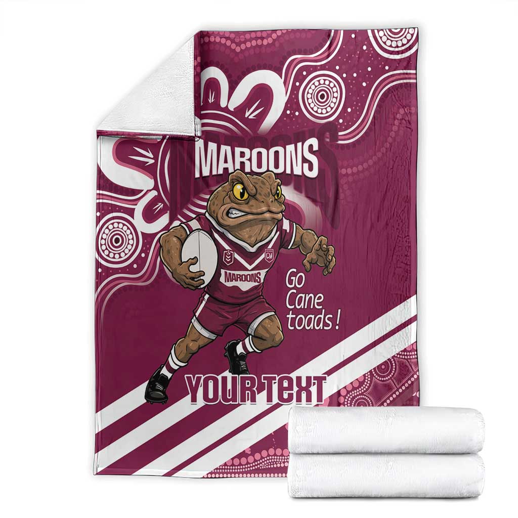 QLD Maroons Rugby Custom Blanket Go Cane toads Aboriginal Art