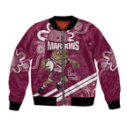 QLD Maroons Rugby Custom Bomber Jacket Go Cane toads Aboriginal Art