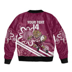 QLD Maroons Rugby Custom Bomber Jacket Go Cane toads Aboriginal Art