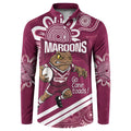 QLD Maroons Rugby Custom Button Sweatshirt Go Cane toads Aboriginal Art