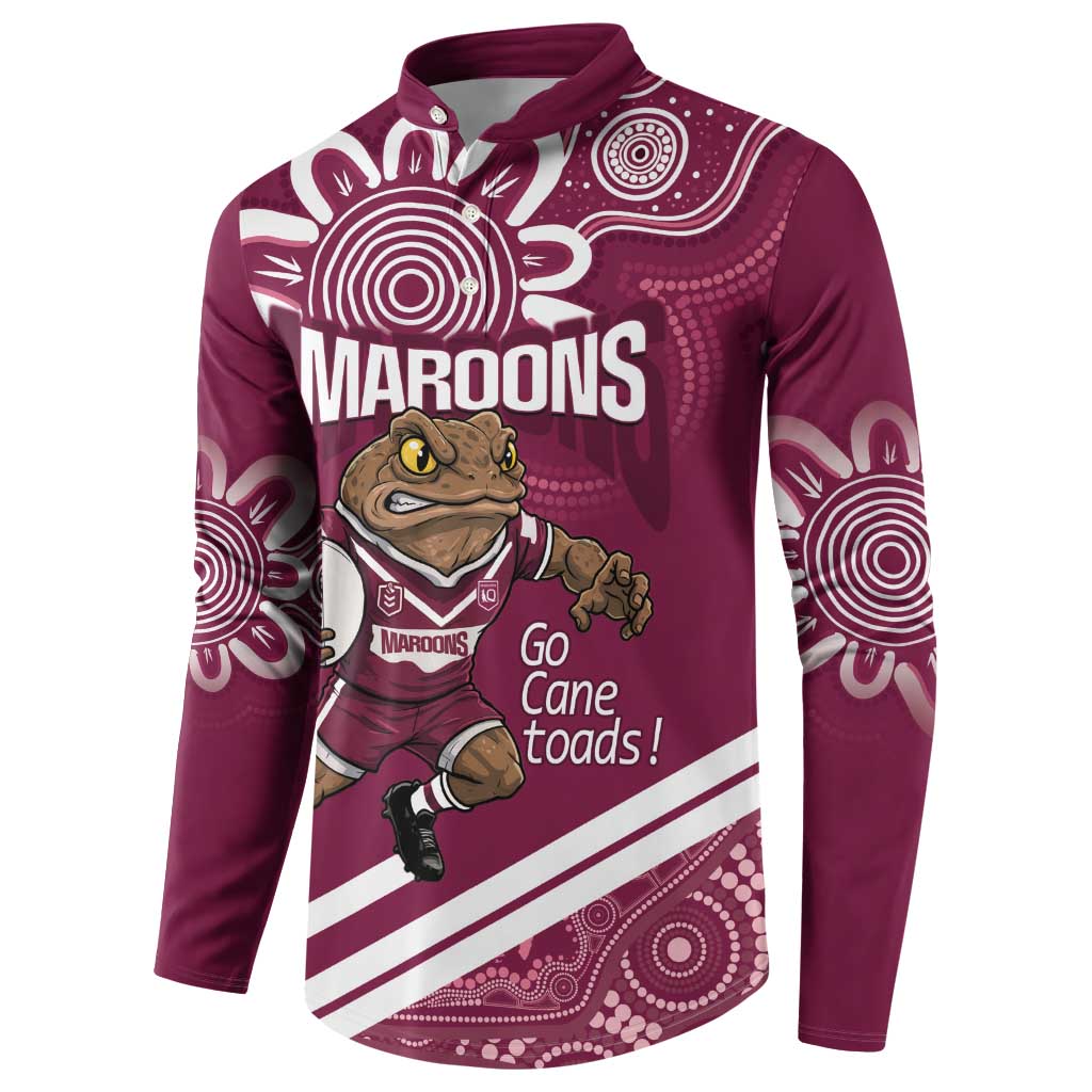 QLD Maroons Rugby Custom Button Sweatshirt Go Cane toads Aboriginal Art