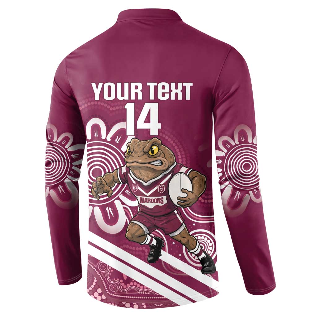 QLD Maroons Rugby Custom Button Sweatshirt Go Cane toads Aboriginal Art