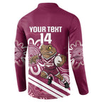 QLD Maroons Rugby Custom Button Sweatshirt Go Cane toads Aboriginal Art