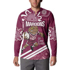 QLD Maroons Rugby Custom Button Sweatshirt Go Cane toads Aboriginal Art