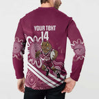 QLD Maroons Rugby Custom Button Sweatshirt Go Cane toads Aboriginal Art
